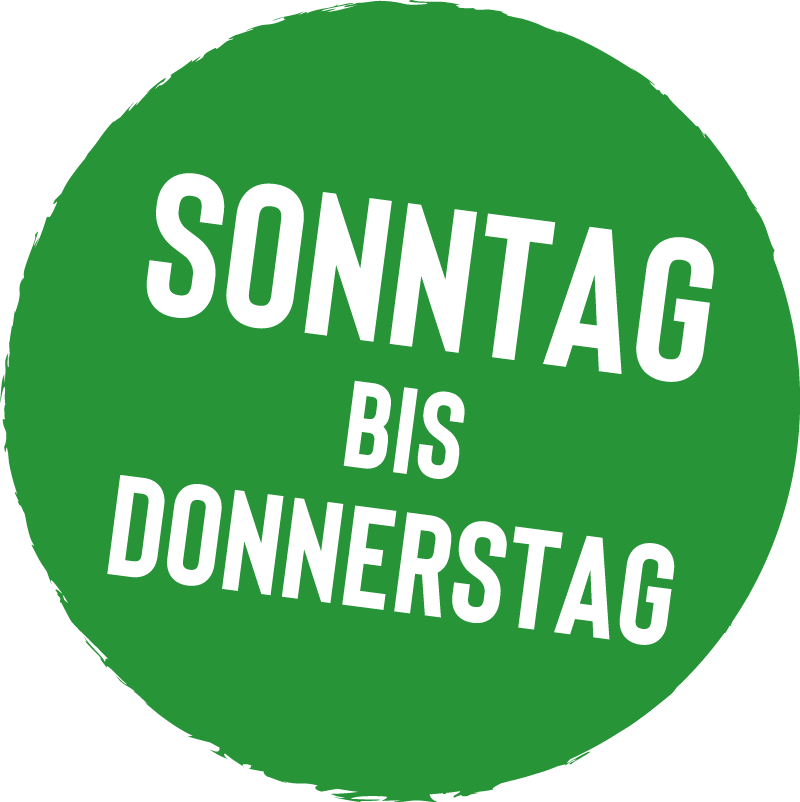 Gültig Sonntag bis Donnerstag